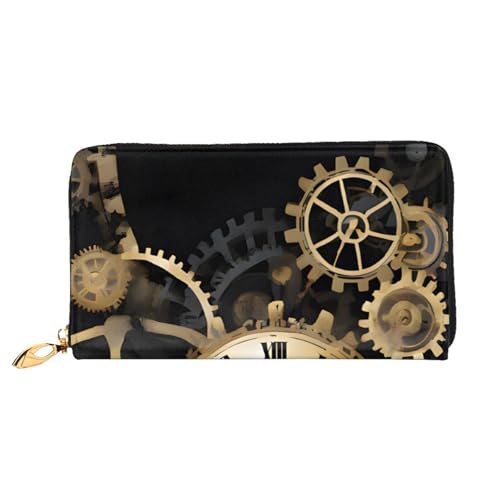 Gears Clock Bronze Century Lange Ledergeldbörse, große Kapazität, weiches PU-Leder für Damen mit mehreren Kartenfächern, Handytasche und Münzbörse mit Reißverschluss, stilvolle Handykartenhalter-Clutc Gears Clock Bronze Century Lange Ledergeldbörse, große Kapazität, weiches PU-Leder für Damen mit mehreren Kartenfächern, Handytasche und Münzbörse mit Reißverschluss, stilvolle Handykartenhalter-Clutc von Anceky
