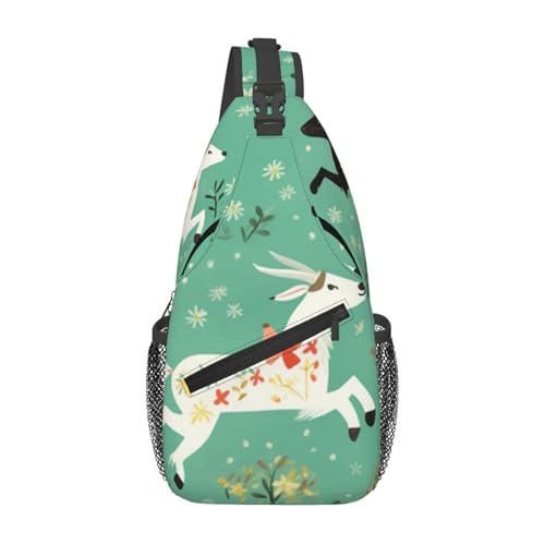 Goat Frolic Bedruckte Sling-Brusttasche für Männer und Frauen, lässiger Crossbody-Sling-Rucksack, Schultertasche für Schule, Wandern, Camping, Reisen, Schwarz, Einheitsgröße, Wanderrucksack Goat Frolic Bedruckte Sling-Brusttasche für Männer und Frauen, lässiger Crossbody-Sling-Rucksack, Schultertasche für Schule, Wandern, Camping, Reisen, Schwarz, Einheitsgröße, Wanderrucksack von Anceky