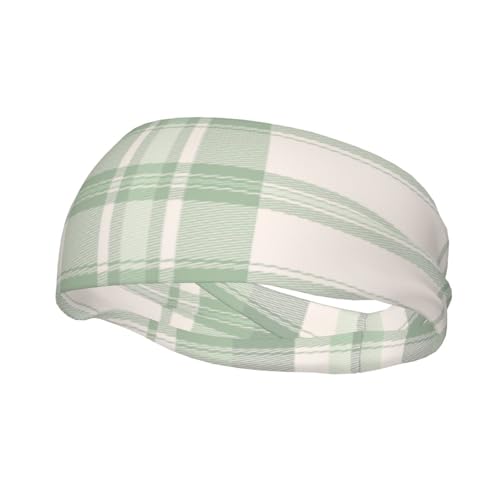 Grünes, gestaffeltes, kariertes, schweißresistentes Stirnband, modisches Sportkopftuch, atmungsaktives Haarband, schweißableitende Fitnessgeräte-Stirnbänder für Damen und Herren von Anceky