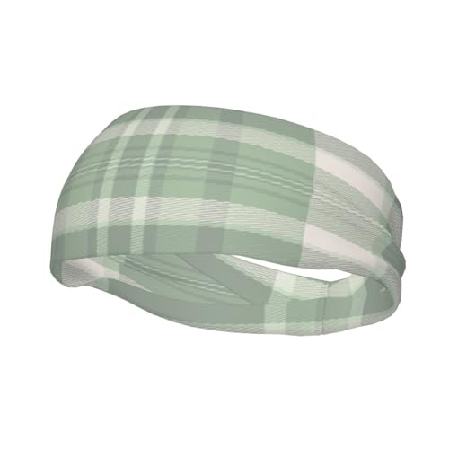 Grünes, gestaffeltes, kariertes, schweißresistentes Stirnband, modisches Sportkopftuch, atmungsaktives Haarband, schweißableitende Fitnessgeräte-Stirnbänder für Damen und Herren von Anceky