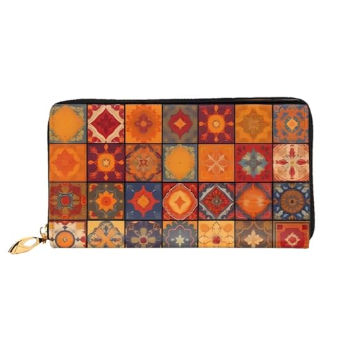 Gruppe marokkanischer Geome-Geldbörsen aus langem Leder, große Geldbörse aus weichem PU-Leder für Damen mit mehreren Kartenfächern, Handytasche und Münzbörse mit Reißverschluss, stilvolle Clutch mit H von Anceky