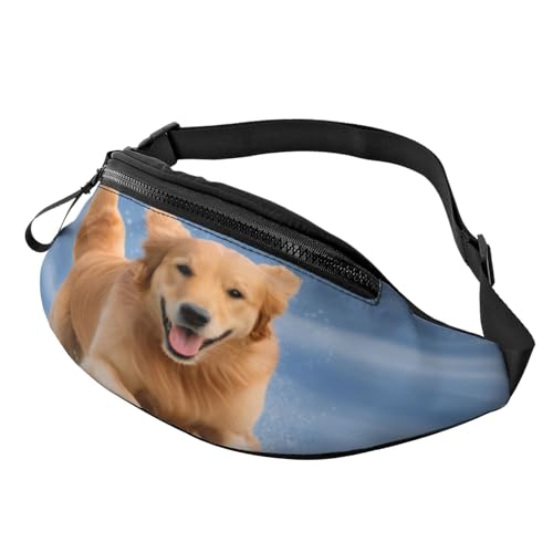 Gürteltasche mit 3D-Golden Retriever-Hunden, Hüfttasche für Damen und Herren, leichte Bauchtasche mit Reißverschlusstaschen, verstellbarer Gürtel für Spaziergänge mit dem Hund, Laufen, Radfahren, Wand Gürteltasche mit 3D-Golden Retriever-Hunden, Hüfttasche für Damen und Herren, leichte Bauchtasche mit Reißverschlusstaschen, verstellbarer Gürtel für Spaziergänge mit dem Hund, Laufen, Radfahren, Wand von Anceky