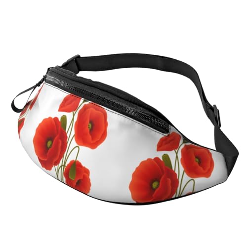 Gürteltasche mit Mohnblumen-Motiv für Männer und Frauen, leichte, verstellbare Gürteltasche, modische Hüfttasche für Reisen, Wandern und Laufen Gürteltasche mit Mohnblumen-Motiv für Männer und Frauen, leichte, verstellbare Gürteltasche, modische Hüfttasche für Reisen, Wandern und Laufen von Anceky