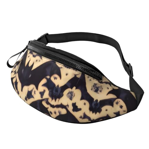 Gürteltaschen mit 3D-Fledermaus-Muster, Hüfttasche für Damen und Herren, leichte Bauchtasche mit Reißverschlusstaschen, verstellbarer Gürtel für Spaziergänge mit dem Hund, Laufen, Radfahren, Wandern, Gürteltaschen mit 3D-Fledermaus-Muster, Hüfttasche für Damen und Herren, leichte Bauchtasche mit Reißverschlusstaschen, verstellbarer Gürtel für Spaziergänge mit dem Hund, Laufen, Radfahren, Wandern, von Anceky