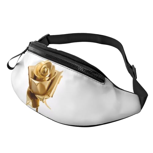 Gürteltaschen mit 3D-Goldrosen-Blumenmotiv, Hüfttasche für Damen und Herren, leichte Bauchtasche mit Reißverschlusstaschen, verstellbarer Gürtel für Spaziergänge mit dem Hund, Laufen, Radfahren, Wande Gürteltaschen mit 3D-Goldrosen-Blumenmotiv, Hüfttasche für Damen und Herren, leichte Bauchtasche mit Reißverschlusstaschen, verstellbarer Gürtel für Spaziergänge mit dem Hund, Laufen, Radfahren, Wande von Anceky