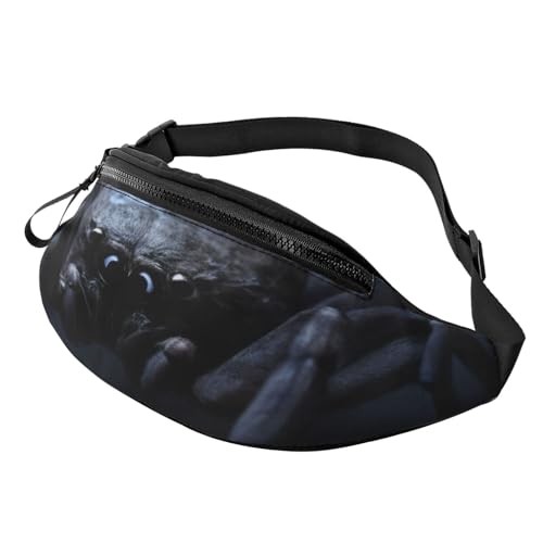 Gürteltaschen mit 3D-Motiv, schwarze Spinne, für Damen und Herren, leichte Bauchtasche mit Reißverschlusstaschen, verstellbarer Gürtel für Spaziergänge mit dem Hund, Laufen, Radfahren, Wandern, Outdoo Gürteltaschen mit 3D-Motiv, schwarze Spinne, für Damen und Herren, leichte Bauchtasche mit Reißverschlusstaschen, verstellbarer Gürtel für Spaziergänge mit dem Hund, Laufen, Radfahren, Wandern, Outdoo von Anceky