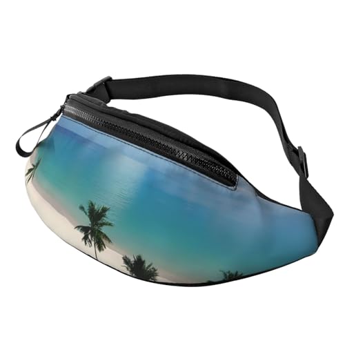 Gürteltaschen mit 3D-Strand- und Palmenmotiv, Hüfttasche für Damen und Herren, leichte Bauchtasche mit Reißverschlusstaschen, verstellbarer Gürtel für Spaziergänge mit dem Hund, Laufen, Radfahren, Wan Gürteltaschen mit 3D-Strand- und Palmenmotiv, Hüfttasche für Damen und Herren, leichte Bauchtasche mit Reißverschlusstaschen, verstellbarer Gürtel für Spaziergänge mit dem Hund, Laufen, Radfahren, Wan von Anceky