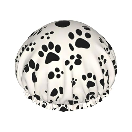 Knochen- und Pfotenabdruck, exquisite Duschhaube für Damen, leicht, weich, doppelt wasserdicht, Badehut Knochen- und Pfotenabdruck, exquisite Duschhaube für Damen, leicht, weich, doppelt wasserdicht, Badehut von Anceky