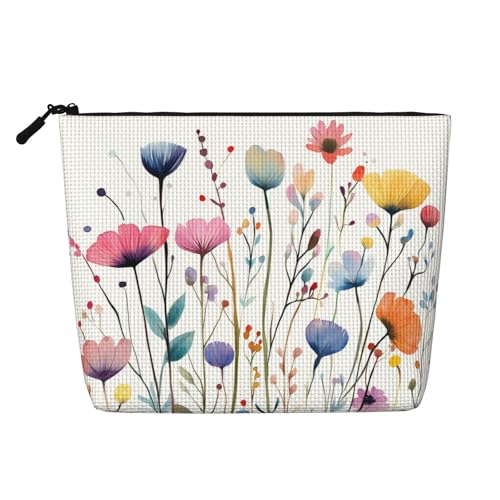 Kosmetiktasche mit Aquarell-Wildblumen und Sommermotiv, originelle Make-up-Tasche für Frauen, Weihnachts- und Geburtstagsgeschenke, Toilettenartikel-Zubehör von Anceky