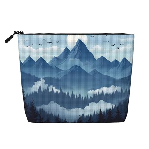 Kosmetiktasche mit Bergbäumen und Vögeln, originelle Make-up-Tasche für Frauen, Weihnachts- und Geburtstagsgeschenke, Toilettenartikel-Zubehör von Anceky