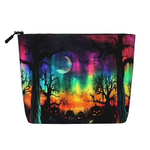 Kosmetiktasche mit Kürbismotiv und Mondnacht, Halloween, lustige Make-up-Tasche für Frauen, Weihnachts- und Geburtstagsgeschenke, Toilettenartikel-Zubehör von Anceky