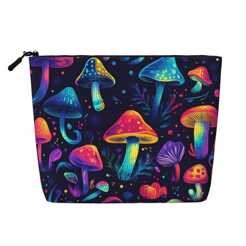 Kosmetiktasche mit Neon-Pilz-Motiv, modische Make-up-Tasche für Frauen, Weihnachts- und Geburtstagsgeschenke, Toilettenartikel-Zubehör von Anceky