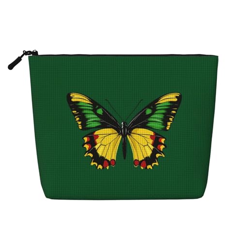 Kosmetiktasche mit Schmetterlings-Jamaika-Flagge, modische Make-up-Tasche für Frauen, Weihnachts- und Geburtstagsgeschenke, Toilettenartikel-Zubehör von Anceky