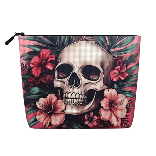 Kosmetiktasche mit Zuckerschädel-Blumenmotiv, modische Make-up-Tasche für Frauen, Weihnachts- und Geburtstagsgeschenke, Toilettenartikel-Zubehör von Anceky