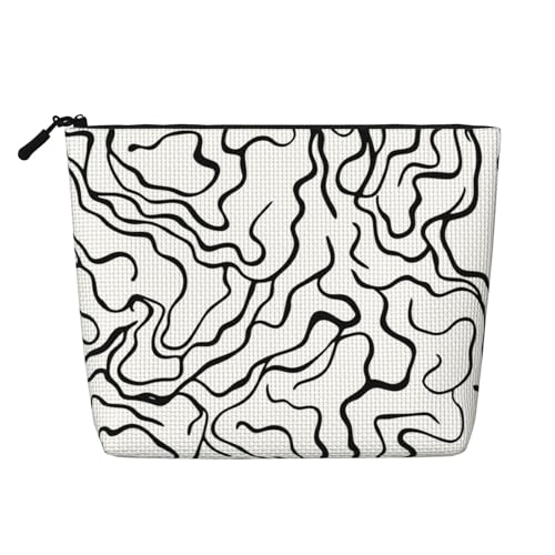 Kosmetiktasche mit abstraktem, neutralem Kunstmotiv in Schwarz und Weiß, lässige Make-up-Tasche für Frauen, Weihnachts- und Geburtstagsgeschenke, Toilettenartikel-Zubehör von Anceky