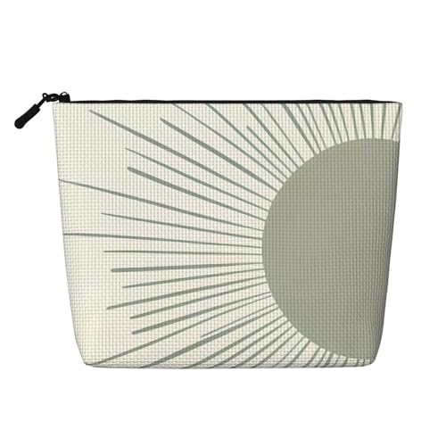 Kosmetiktasche mit abstraktem Boho-Stil und grüner Sonne, lässige Make-up-Tasche für Frauen, Weihnachts- und Geburtstagsgeschenke, Toilettenartikel-Zubehör von Anceky