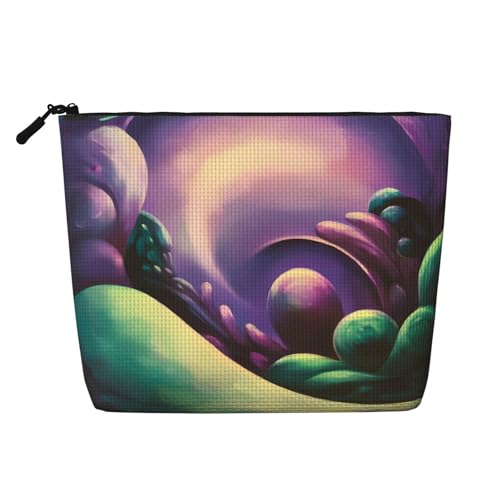 Kosmetiktasche mit abstraktem Gemälde in Lila und Grün, originelle Make-up-Tasche für Frauen, Weihnachts- und Geburtstagsgeschenke, Toilettenartikel von Anceky