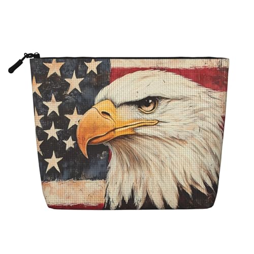 Kosmetiktasche mit amerikanischer Flagge und Adler, modische Make-up-Tasche für Frauen, Weihnachts- und Geburtstagsgeschenke, Toilettenartikel-Zubehör von Anceky