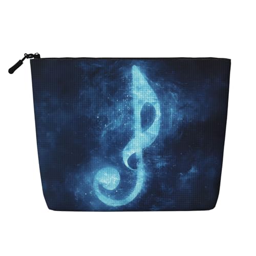 Kosmetiktasche mit blauem Musiknoten-Schild, lässige Make-up-Tasche für Frauen, Weihnachts- und Geburtstagsgeschenke, Toilettenartikel-Zubehör von Anceky