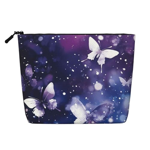 Kosmetiktasche mit lila Schmetterlingen, lässige Make-up-Tasche für Frauen, Weihnachts- und Geburtstagsgeschenke, Toilettenartikel-Zubehör von Anceky
