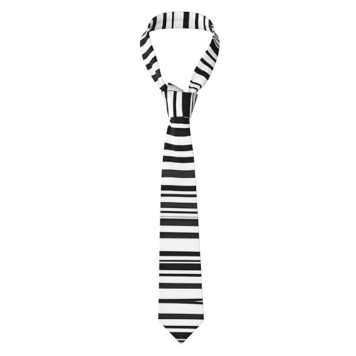 Krawatte für Herren mit schwarz-weißem Streifenmuster – Stilvolle und langlebige Krawatte aus 100% Polyester für geschäftliche und besondere Anlässe, Schwarz, Einheitsgröße von Anceky