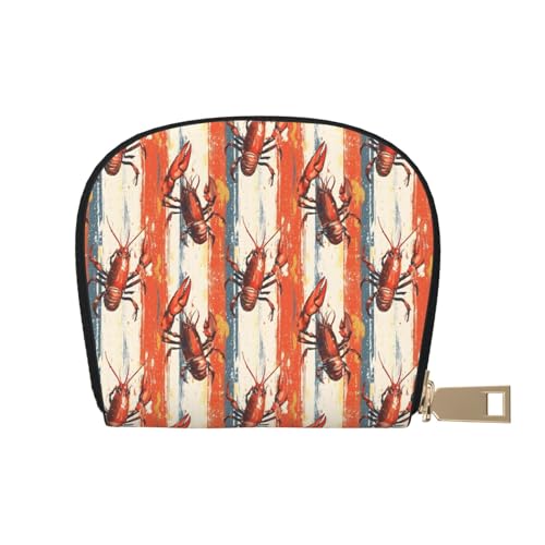 Kreditkartenetui mit gestreiftem Hummer-Print im Retro-Stil für Damen, Kartenetui, Kreditkartenetui aus Leder von Anceky