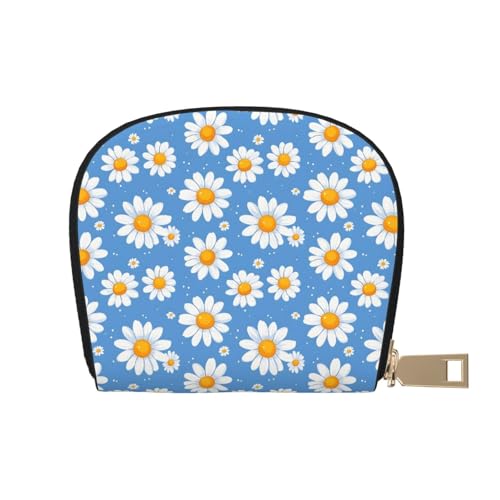 Kreditkartenetui mit hellem Gänseblümchen-Print in Weiß für Damen, Kartenetui, Kreditkartenetui aus Leder von Anceky