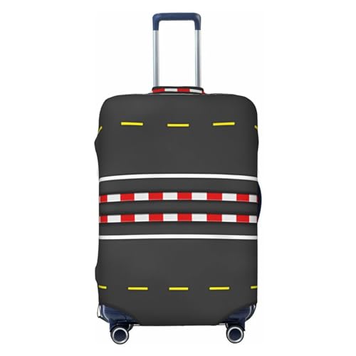 Lane Road Top View Reisegepäckabdeckung, Spandex-Kofferschutztasche, Lane Road Top View, doppelseitig Bedruckt, passend für 18-32 Zoll großes Gepäck, Gepäckabdeckungen für Kinder und Erwachsene, groß von Anceky