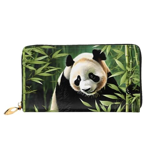 Lange Lederbrieftasche mit Cartoon-Panda-Motiv, große Kapazität, weiches PU-Leder für Damen mit mehreren Kartenfächern, Handytasche und Münzbörse mit Reißverschluss, stilvolle Clutch mit Handykartenha von Anceky