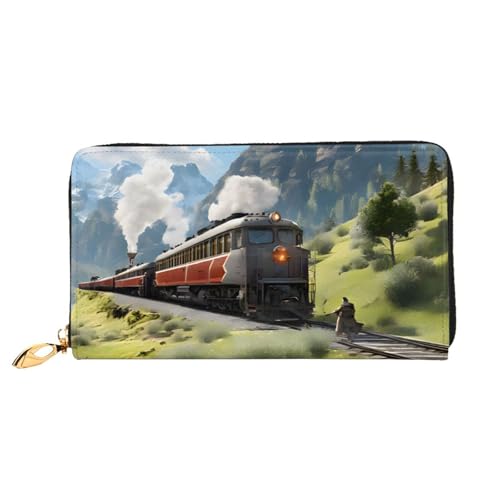 Lange Lederbrieftasche mit Dampflokomotive, große Kapazität, weiches PU-Leder für Damen mit mehreren Kartenfächern, Handytasche und Münzbörse mit Reißverschluss, stilvolle Clutch mit Handykartenhalter Lange Lederbrieftasche mit Dampflokomotive, große Kapazität, weiches PU-Leder für Damen mit mehreren Kartenfächern, Handytasche und Münzbörse mit Reißverschluss, stilvolle Clutch mit Handykartenhalter von Anceky