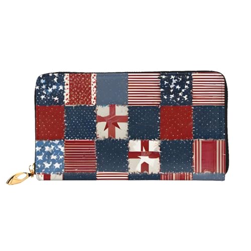 Lange Lederbrieftasche mit Flaggen-Patchwork-Motiv, große Kapazität, weiches PU-Leder für Damen mit mehreren Kartenfächern, Handytasche und Münzbörse mit Reißverschluss, stilvolle Clutch mit Handykart Lange Lederbrieftasche mit Flaggen-Patchwork-Motiv, große Kapazität, weiches PU-Leder für Damen mit mehreren Kartenfächern, Handytasche und Münzbörse mit Reißverschluss, stilvolle Clutch mit Handykart von Anceky