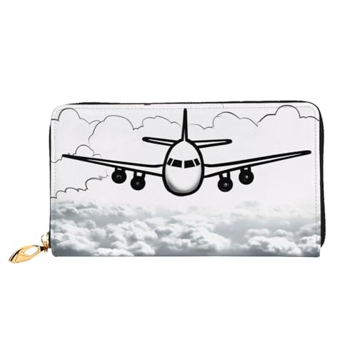 Lange Lederbrieftasche mit Flugzeugmotiv, große Kapazität, weiches PU-Leder für Damen mit mehreren Kartenfächern, Handytasche und Münzbörse mit Reißverschluss, stilvolle Clutch mit Handykartenhalter Lange Lederbrieftasche mit Flugzeugmotiv, große Kapazität, weiches PU-Leder für Damen mit mehreren Kartenfächern, Handytasche und Münzbörse mit Reißverschluss, stilvolle Clutch mit Handykartenhalter von Anceky