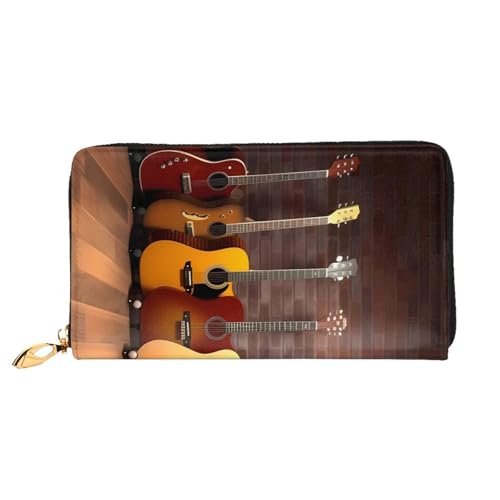 Lange Lederbrieftasche mit Gitarren-Kollektion, große Geldbörse aus weichem PU-Leder für Damen mit mehreren Kartenfächern, Handytasche und Münzbörse mit Reißverschluss, stilvolle Clutch mit Handykarte von Anceky