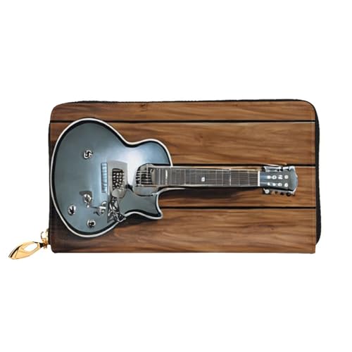 Lange Lederbrieftasche mit Gitarrenmotiv, große Kapazität, weiches PU-Leder für Damen mit mehreren Kartenfächern, Handytasche und Münzbörse mit Reißverschluss, stilvolle Clutch mit Handykartenhalter von Anceky
