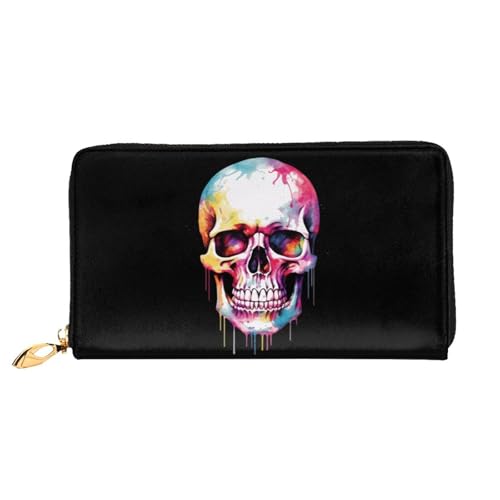 Lange Lederbrieftasche mit Totenkopf-Motiv, große Kapazität, weiches PU-Leder für Damen mit mehreren Kartenfächern, Handytasche und Münzbörse mit Reißverschluss, stilvolle Clutch mit Handykartenhalter Lange Lederbrieftasche mit Totenkopf-Motiv, große Kapazität, weiches PU-Leder für Damen mit mehreren Kartenfächern, Handytasche und Münzbörse mit Reißverschluss, stilvolle Clutch mit Handykartenhalter von Anceky