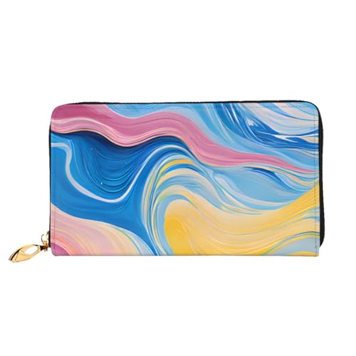 Lange Lederbrieftasche mit buntem Batikmuster, große Kapazität, weiche PU-Leder-Geldbörse für Damen mit mehreren Kartenfächern, Handytasche und Münzbörse mit Reißverschluss, stilvolle Clutch mit Handy Lange Lederbrieftasche mit buntem Batikmuster, große Kapazität, weiche PU-Leder-Geldbörse für Damen mit mehreren Kartenfächern, Handytasche und Münzbörse mit Reißverschluss, stilvolle Clutch mit Handy von Anceky