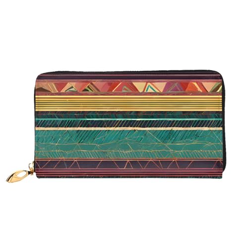 Lange Lederbrieftasche mit ethnischem geometrischem Muster, große Kapazität, weiche PU-Ledergeldbörse für Damen mit mehreren Kartenfächern, Handytasche und Münzgeldbörse mit Reißverschluss, stilvolle Lange Lederbrieftasche mit ethnischem geometrischem Muster, große Kapazität, weiche PU-Ledergeldbörse für Damen mit mehreren Kartenfächern, Handytasche und Münzgeldbörse mit Reißverschluss, stilvolle von Anceky