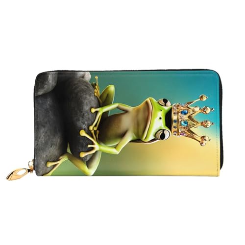 Lange Ledergeldbörse mit süßem Froschmotiv, große Kapazität, weiches PU-Leder für Damen mit mehreren Kartenfächern, Handytasche und Münzgeldbörse mit Reißverschluss, stilvolle Clutch mit Handykartenha von Anceky