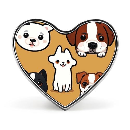 Leichte, langlebige Anstecknadel aus Metall mit Badewannenhund-Motiv, rund, modisches Herz-Abzeichen für Hemden, Jacken, Hüte von Anceky