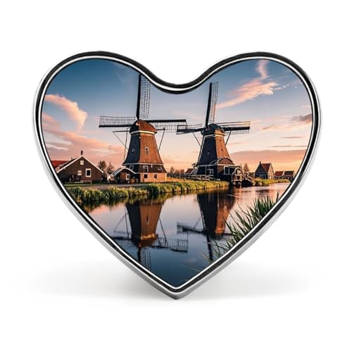 Leichte, langlebige Anstecknadel aus Metall mit Wolkengarten bei Sonnenuntergang, rundes modisches Herz-Abzeichen für Hemden, Jacken, Hüte von Anceky