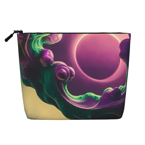 Lila und Grün Abstrakte Malerei Kosmetiktasche Mode Make-Up Tasche für Frauen Weihnachten Geburtstag Geschenke Kulturbeutel Zubehör von Anceky