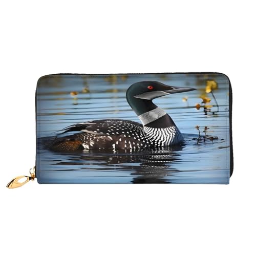 Loon Birds Lange Ledergeldbörse, große Kapazität, weiches PU-Leder, Geldbörse für Damen, mit mehreren Kartenfächern, Handytasche und Münzbörse mit Reißverschluss, stilvolle Handykartenhalter-Clutch von Anceky