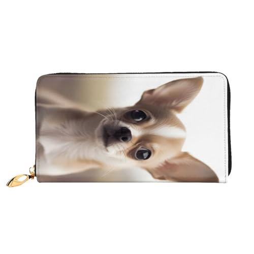 Lustige Chihuahua-Geldbörse aus langem Leder, große Geldbörse aus weichem PU-Leder für Damen mit mehreren Kartenfächern, Handytasche und Münzbörse mit Reißverschluss, stilvolle Clutch mit Handykartenh von Anceky