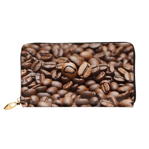 Lustige geröstete Kaffee-Geldbörse aus langem Leder, große Geldbörse aus weichem PU-Leder für Damen mit mehreren Kartenfächern, Handytasche und Münzbörse mit Reißverschluss, stilvolle Clutch mit Handy von Anceky
