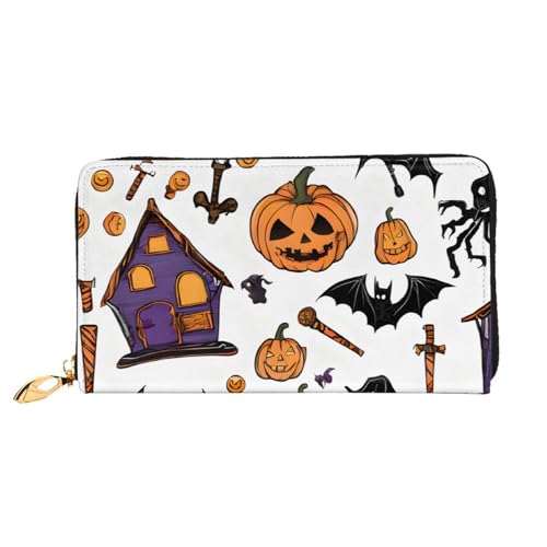 Magic Witch Witchcraft Bo Lange Ledergeldbörse, große Kapazität, weiches PU-Leder für Damen mit mehreren Kartenfächern, Handytasche und Münzbörse mit Reißverschluss, stilvolle Handykartenhalter-Clutch von Anceky