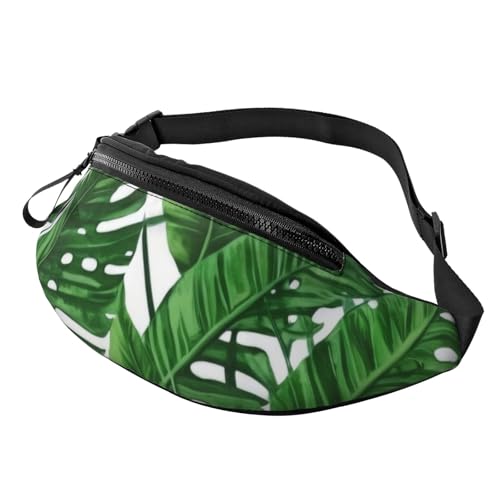 Modische Bauchtasche in Bananenblattgrün, Gürteltasche für Damen und Herren, lässige, leichte, verstellbare Hüfttasche mit Reißverschlusstaschen für Reisen, Sport und Wandern von Anceky