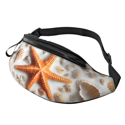 Modische Bauchtasche mit Muschel-Sandstrand, Gürteltasche für Damen und Herren, lässige, leichte, verstellbare Hüfttasche mit Reißverschlusstaschen für Reisen, Sport, Wandern Modische Bauchtasche mit Muschel-Sandstrand, Gürteltasche für Damen und Herren, lässige, leichte, verstellbare Hüfttasche mit Reißverschlusstaschen für Reisen, Sport, Wandern von Anceky