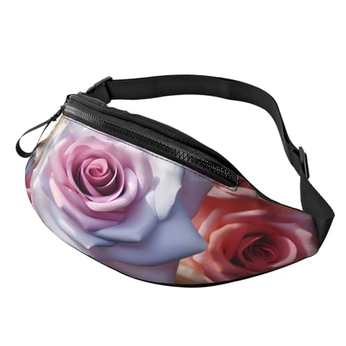 Modische Bauchtasche mit Rosen- und Blumenmotiv, Gürteltasche für Damen und Herren, lässige, leichte, verstellbare Hüfttasche mit Reißverschlusstaschen für Reisen, Sport und Wandern Modische Bauchtasche mit Rosen- und Blumenmotiv, Gürteltasche für Damen und Herren, lässige, leichte, verstellbare Hüfttasche mit Reißverschlusstaschen für Reisen, Sport und Wandern von Anceky