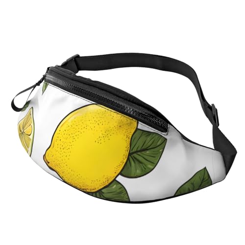 Modische Bauchtasche mit Zitronenfruchtmuster, Gürteltasche für Damen und Herren, lässige, leichte, verstellbare Hüfttasche mit Reißverschlusstaschen für Reisen, Sport, Wandern Modische Bauchtasche mit Zitronenfruchtmuster, Gürteltasche für Damen und Herren, lässige, leichte, verstellbare Hüfttasche mit Reißverschlusstaschen für Reisen, Sport, Wandern von Anceky