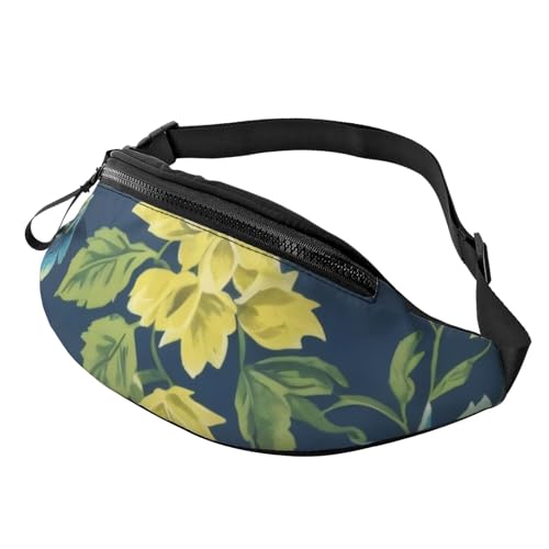 Modische Bauchtasche mit blauen und gelben Blumen, Gürteltasche für Damen und Herren, lässige, leichte, verstellbare Hüfttasche mit Reißverschlusstaschen für Reisen, Sport, Wandern Modische Bauchtasche mit blauen und gelben Blumen, Gürteltasche für Damen und Herren, lässige, leichte, verstellbare Hüfttasche mit Reißverschlusstaschen für Reisen, Sport, Wandern von Anceky